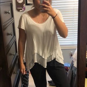 Free people, asymmetrical white t shirt